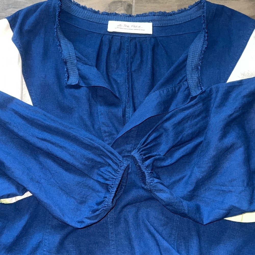 Free People Beating Hearts Pullover Windbreaker Top Navy combo XS - Picture 16 of 16